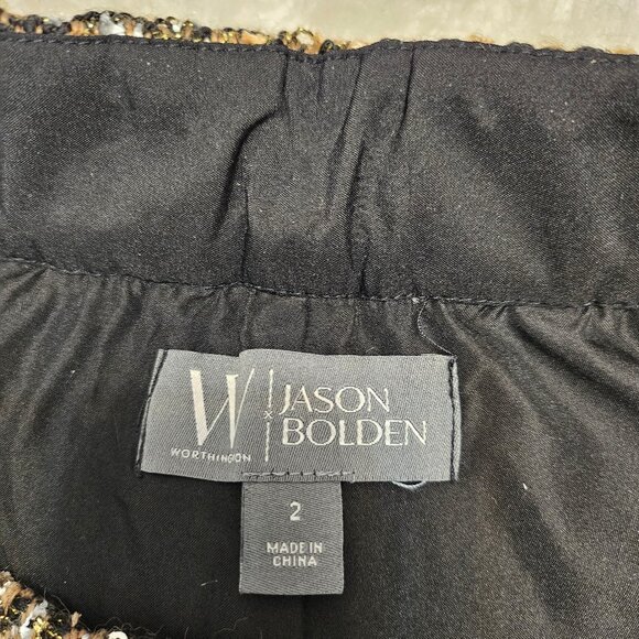 Worthington X Jason Bolden Women's Gold Multi Tweed Pants Size 2 - Picture 4 of 9